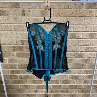  Womens corset story teal beaded corset Size 36”
