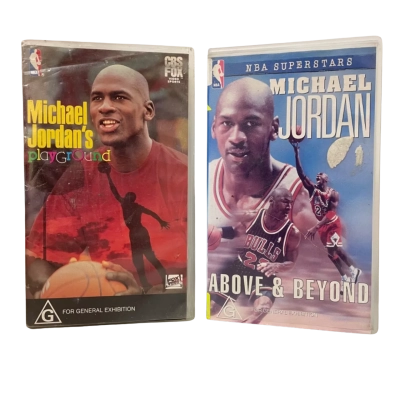 Michael Jordan’s Playground (Box damaged) Plus NBA Superstars Michael Jordan Above & Beyond (ex rental) VHS Tapes