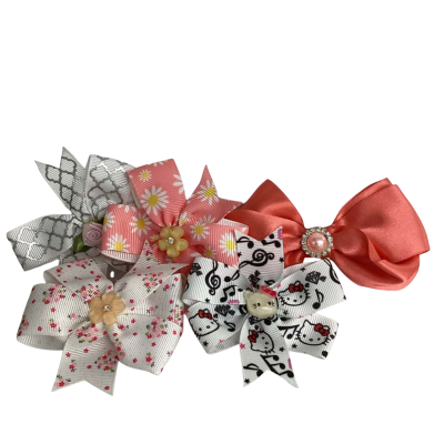 Girls Handmade Hair Bow Bundle - Floral & Boutique - 5 Pack