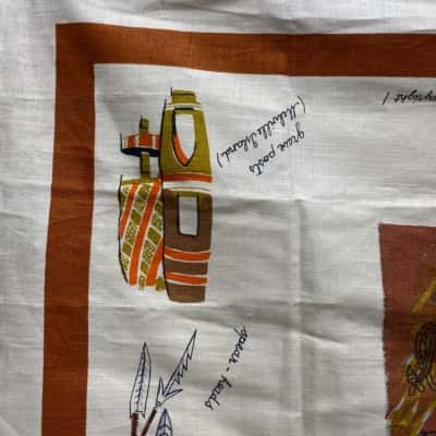 REDUCED Vintage Australian Aborigines Square Shape Linen Table Cloth 