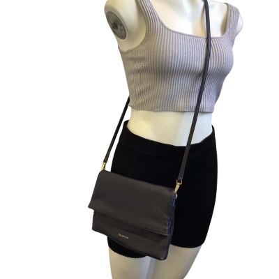Oroton Womens Bueno Flap Over  Leather Cross Body Bag Navy Blue 