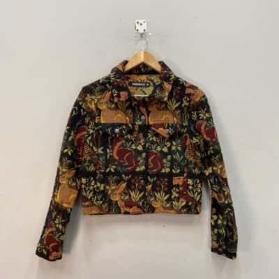 Dangerfield Womens  Size 10 Tapestry Cropped Animal Jacket Multicoloured 