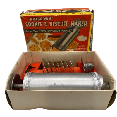 Vintage Nutbrown Metal Cookie and Biscuit Maker *Retro Collectable Kitchenalia Box Damaged (  See photos)         (CAB)