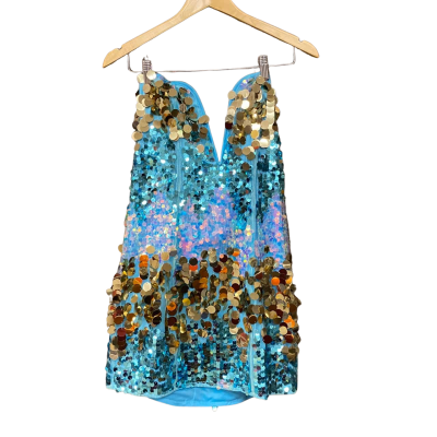 BNWT Pretty Little Thing Womens Size 12 Bodycon Dress Turquoise Sequined
