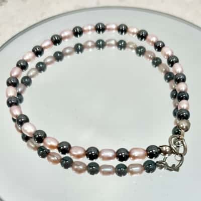 Pink & Grey Pearl Bracelet 