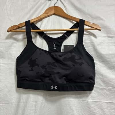 Under Armour, Womens, Size XL, black and grey army print padded sports bra 