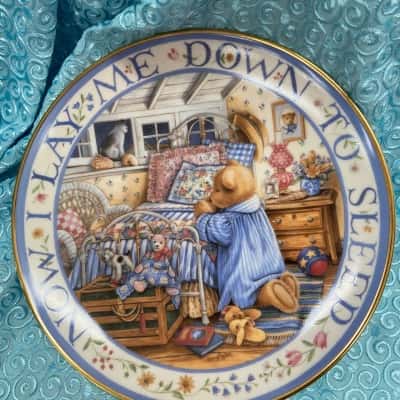 Royal Doulton Franklin Mint Teddy says his prayers fine bone  china plate