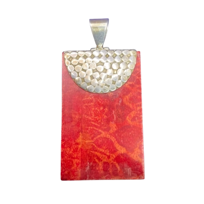 Womens Pendant Red Coral/Sterling Silver 925