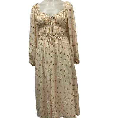 Petal + Pup Womens Maureen Long Sleeve Size S Maxi Dress Cream / Floral 
