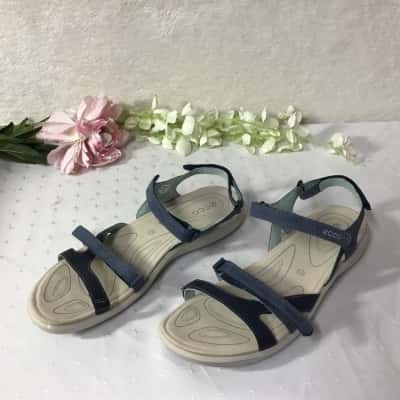 Ecco Cruise II Womens Size 43 Navy Blue Leather upper Strappy Flat Sandals