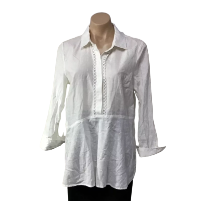 Blue Illusion Womens Size S White / Lace Trim Long Sleeve Shirt 