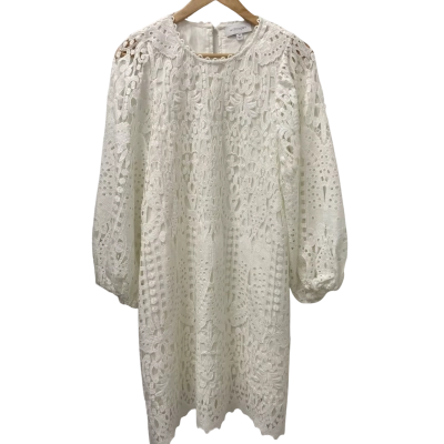 Witchery Womens  Size 14 Long Sleeve Lace Dress White 
