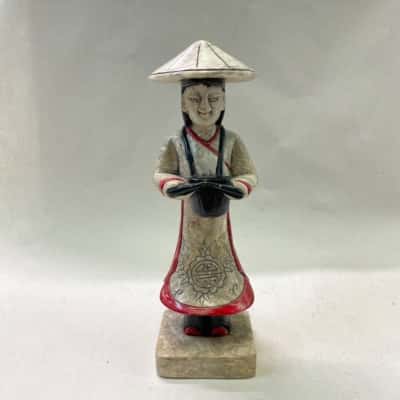 VINTAGE Hand Carved Marble Vietnamese Musician