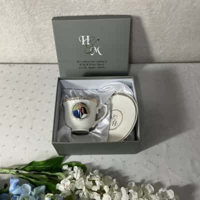 Commemorative H.R.H. Prince Harry & Meghan Markle Wedding Cup & Saucer (boxed)  
