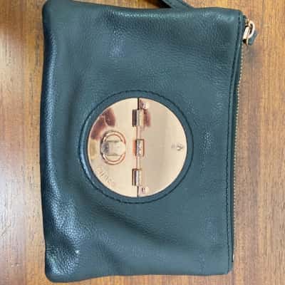 Mimco Womens Turnlock Pouch/Clutch Black Gold Tone 