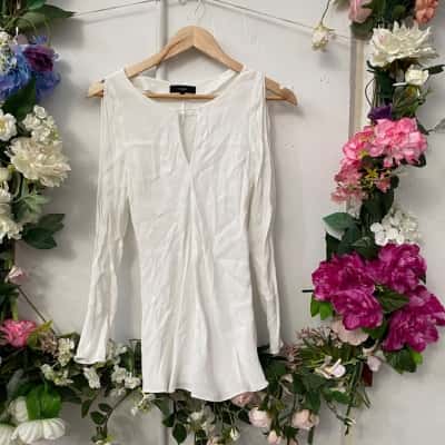 Saba Womens  Size 6 Long Sleeve Top White 