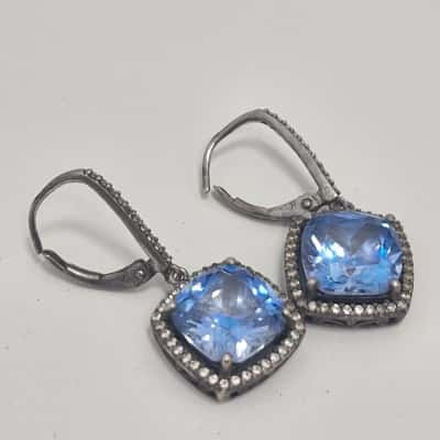  Womens Earrings Stirling Silver Blue Gemstone Ear Rings