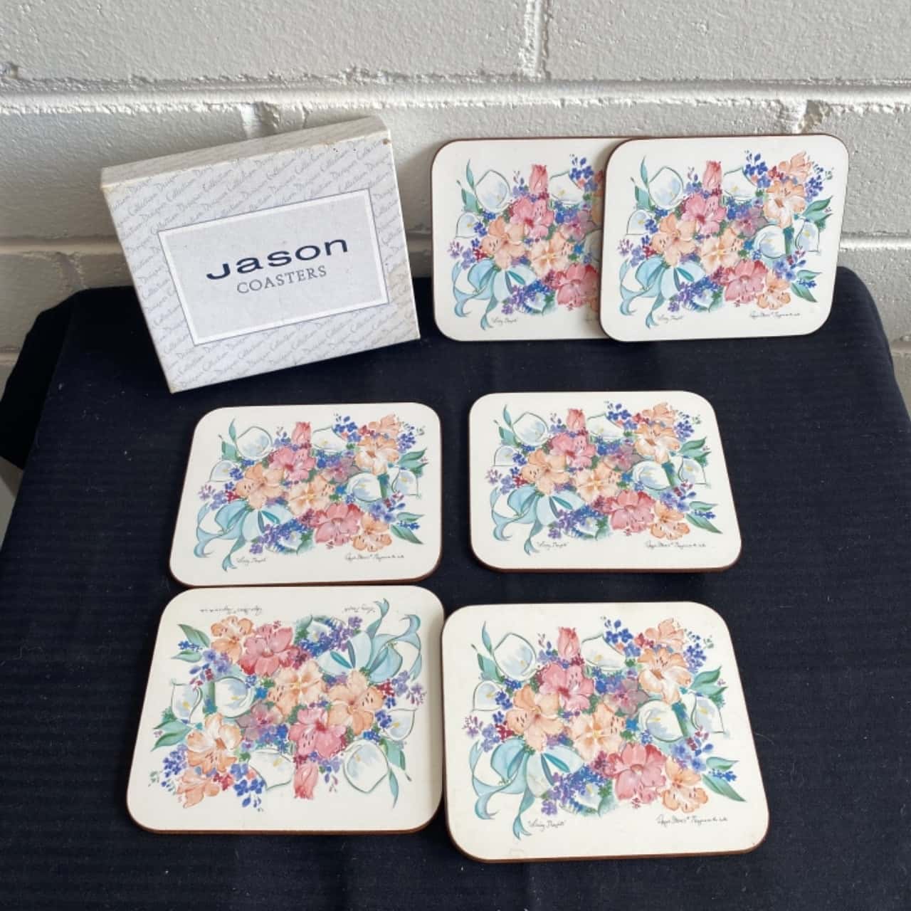 Jason Coasters Set Of 6 " Fruit & Flowers" Print(s)