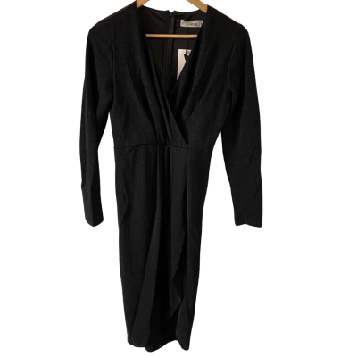  St. Frock Womens Size 10 Radiance Midi Dress in Black Glitter