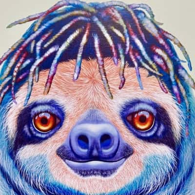 Maree Davidson “Hippie Sloth” Canvas Print-just Fabulous Artwork