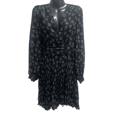 Cue Womens  Size 8 Long Sleeve Dress Black  / Grey / White 
