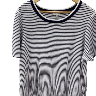 W. Lane Womens  Size XXL Short Sleeve Top Blue / Striped / White 