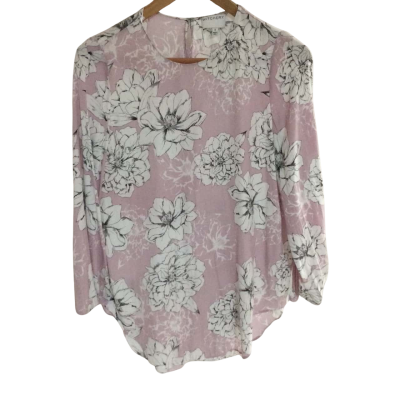Witchery Womens  Size 6 Floral Top Black  / Pink  / White 