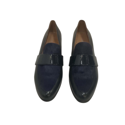 Valeria Grossi Womens Loafer Shoes Size 38 Black / Navy Blue 