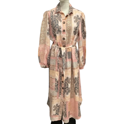  Elms + King  Size M Long Sleeve Maxi Dress Orange / Pink  
