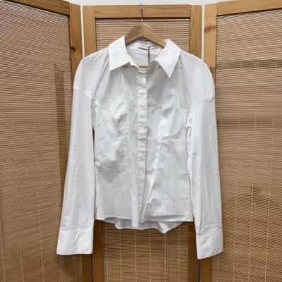 Bec & Bridge Womens  Size 12 Short Sleeve Shirt White 