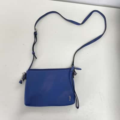 Things Terrific Blue Leather Clutch Cross Body Bag 
