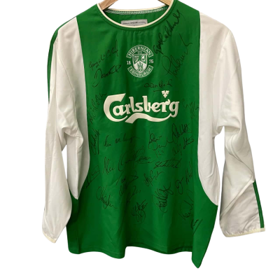 Le Coq Sportif Men’s Scottish Hibernian signed Size 34 Jersey Green / White 