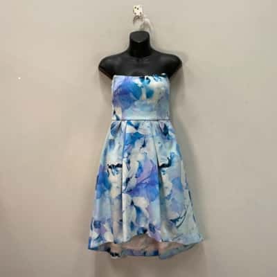 Forever New Womens  Size 8 Strapless Dress Blue / Floral 