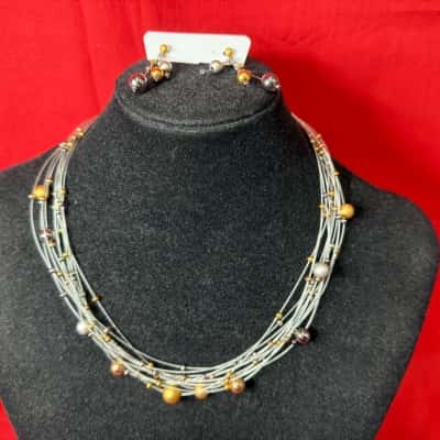 Multi-Strand Necklace & Matching Earrings Set
