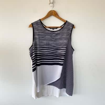 Liz Jordan Black White Sleeveless Top Size 18
