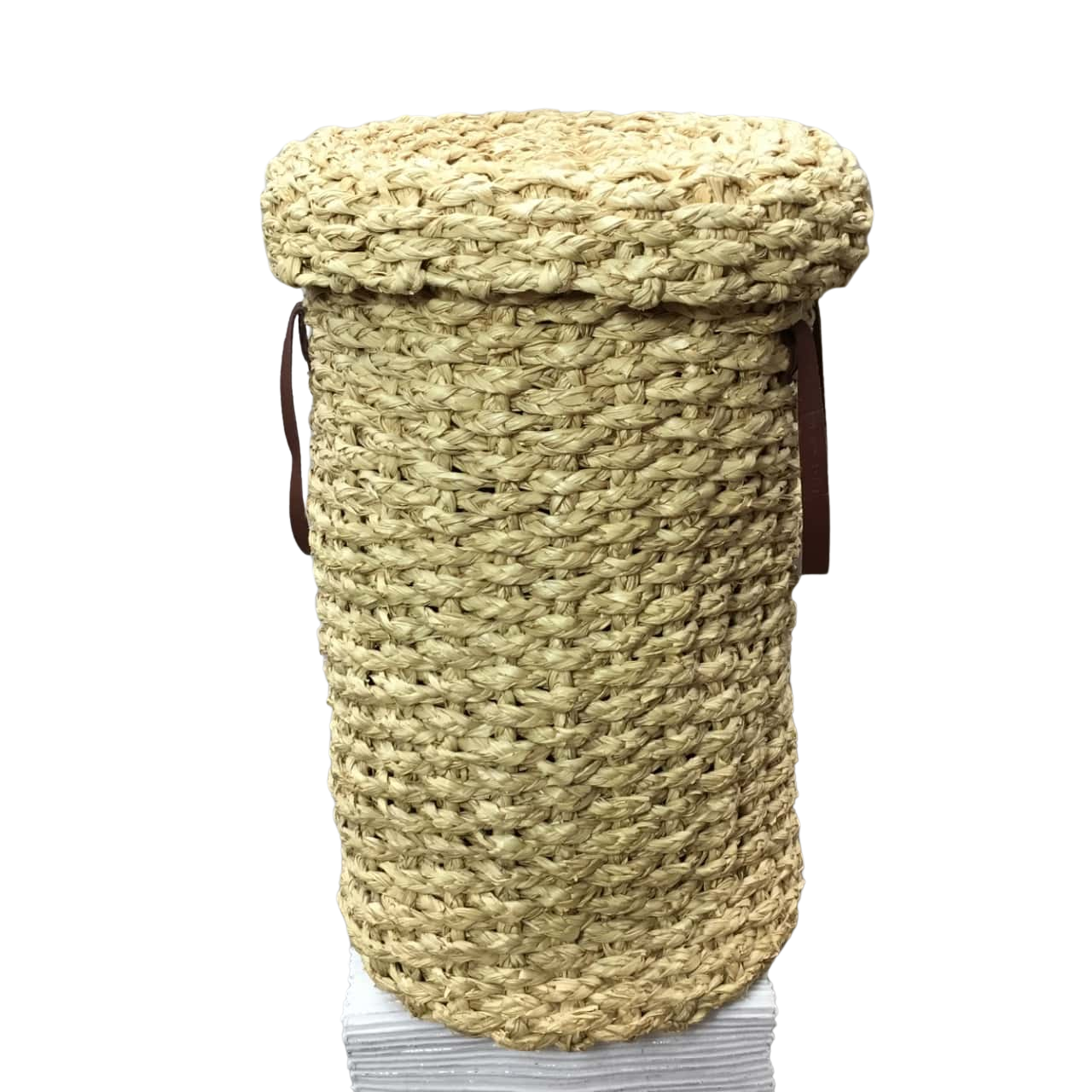Papaya big cane woven basket / with lid