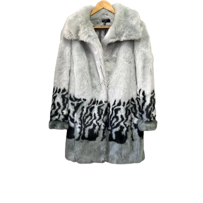 Karen Millen Womens  Size 6 Faux Fur Coat Grey 