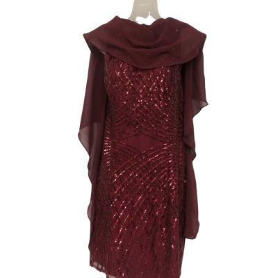  Sisters of Art : Womens  Size 18 Bodycon Dress /Cocktail Dress / Midi Dress / Party Dress Maroon 