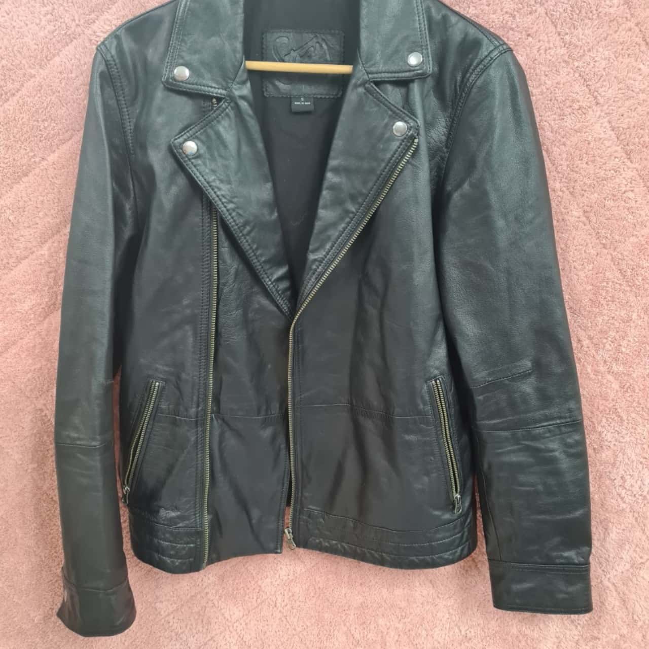 Mens retro style Black Leather Stray jacket (s)