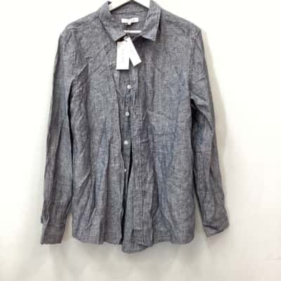 AERE Mens  Size XXL Blue linen shirt