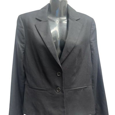Veronika Maine Womens  Size 12 Suit Jacket Black  / Cream / Pinstriped 