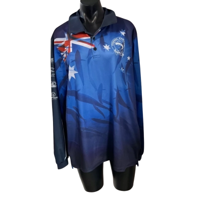  Anglers edge   Size L Long Sleeve fishing Top Blue 