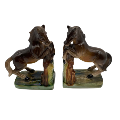 Pair of Vintage Ceramic Horse Bookends
