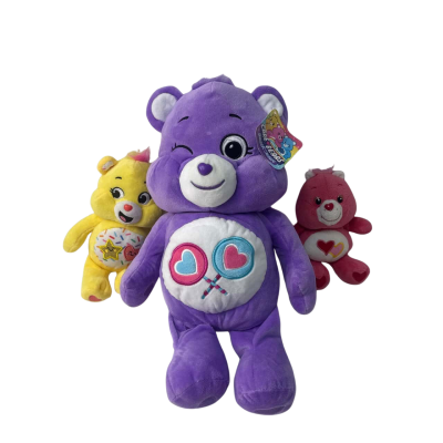 3x Care Bears BNWT purple  32cm others 23cm