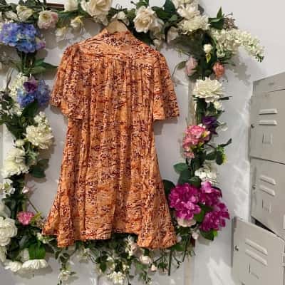 Saba Womens  Size 8 Casual Mini Dress Orange / Pattern 