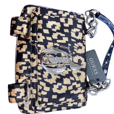 Guess Womens Handbag23x16cm Black / Mustard / Pattern 