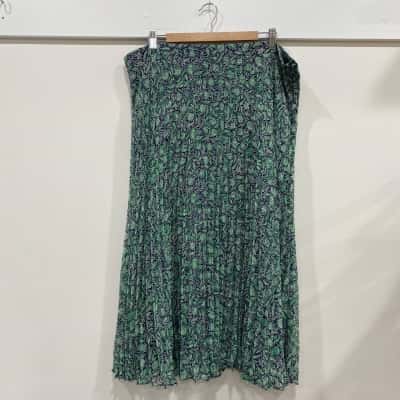Sportscraft Womens  Size 18 Pleated Skirt Blue / Floral / Green 