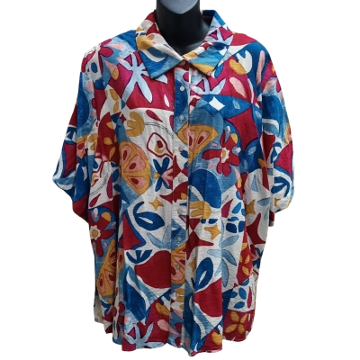 CITY CHIC Size L Mosaic Print Pattern Short Sleeve Shirt