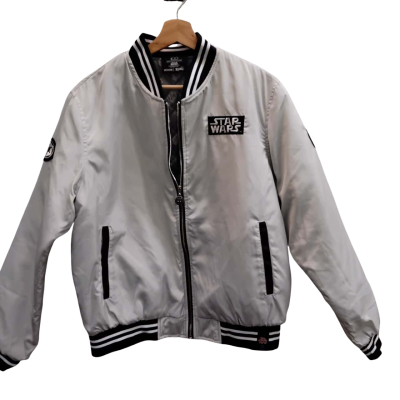 Star Wars Unisex Medium Bomber Jacket Black  / Grey / Silver / White 