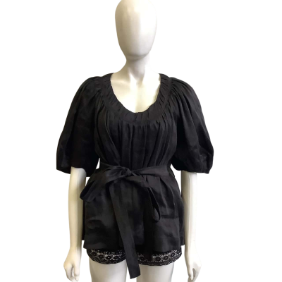 BNWT AJE Women's Size 4 Psychedelia Smock Blouse Onyx